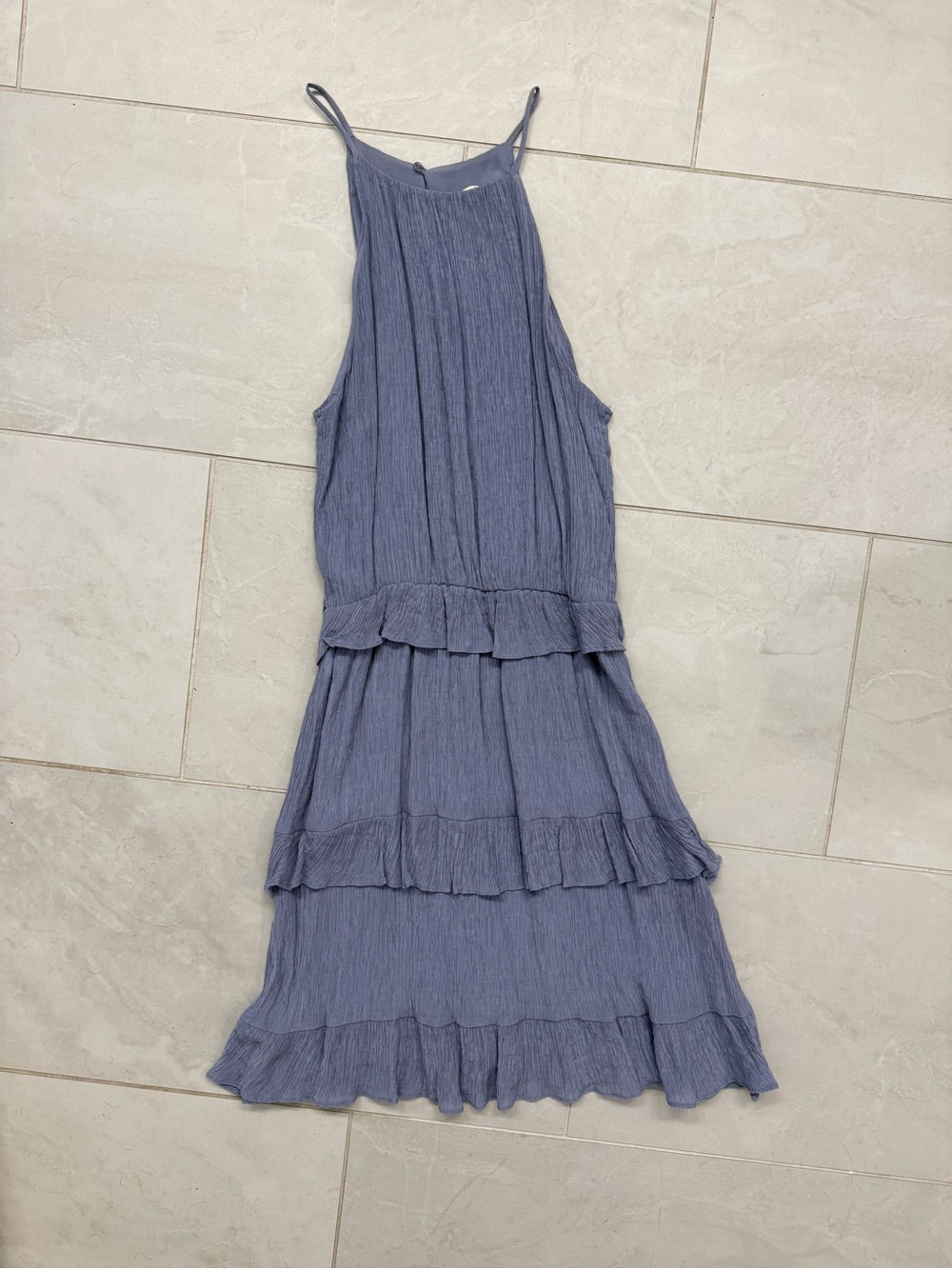 Lush Dusty Blue Tiered Mini Dress